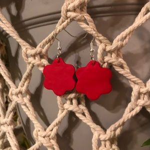Red flower earrings